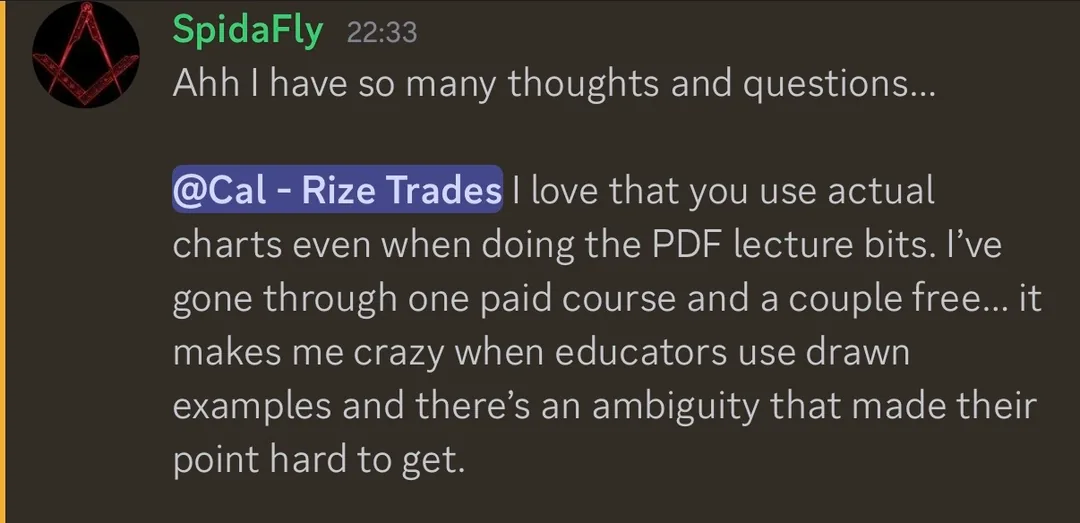 "I love that you use actual charts... it makes me crazy when educators use drawn examples"